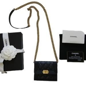 Chanel Shoulder Bag Leather Mini Bag Flap Chain Matelasse Black